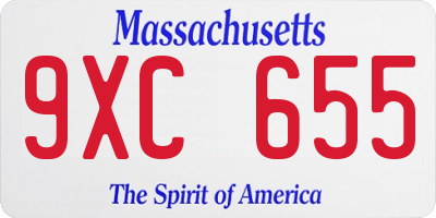MA license plate 9XC655
