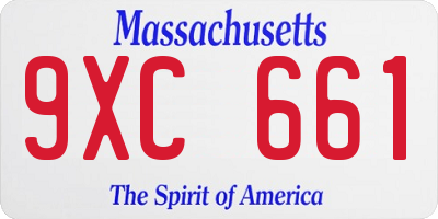 MA license plate 9XC661
