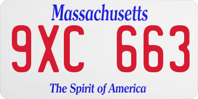 MA license plate 9XC663