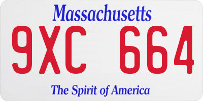 MA license plate 9XC664