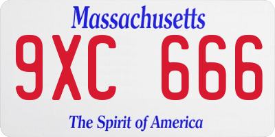 MA license plate 9XC666