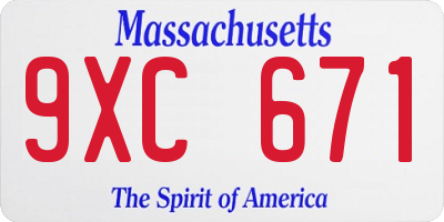 MA license plate 9XC671