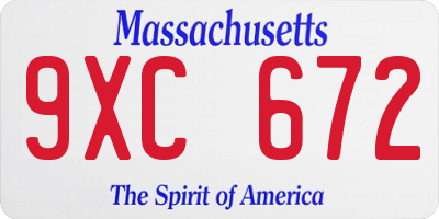 MA license plate 9XC672