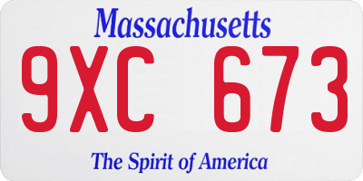 MA license plate 9XC673