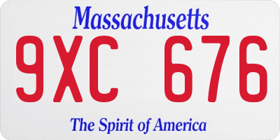 MA license plate 9XC676