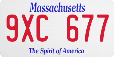 MA license plate 9XC677