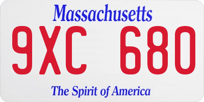 MA license plate 9XC680