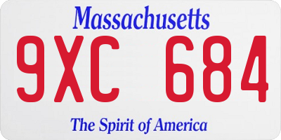 MA license plate 9XC684