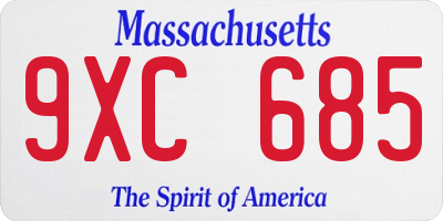 MA license plate 9XC685