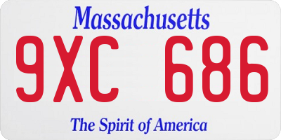 MA license plate 9XC686