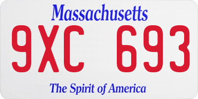 MA license plate 9XC693