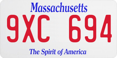 MA license plate 9XC694