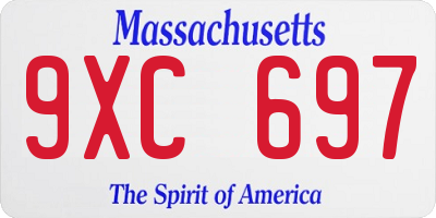 MA license plate 9XC697
