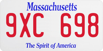 MA license plate 9XC698