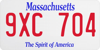 MA license plate 9XC704
