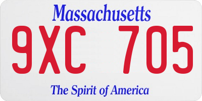 MA license plate 9XC705