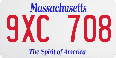 MA license plate 9XC708