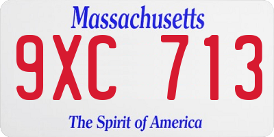 MA license plate 9XC713