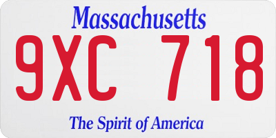MA license plate 9XC718