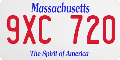 MA license plate 9XC720