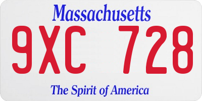 MA license plate 9XC728