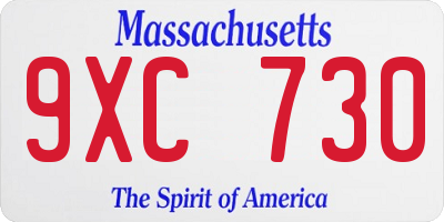 MA license plate 9XC730