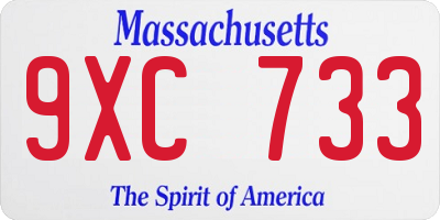 MA license plate 9XC733