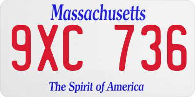 MA license plate 9XC736