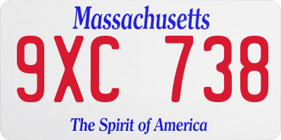 MA license plate 9XC738