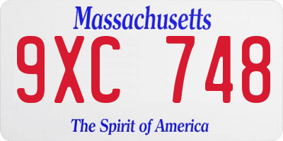 MA license plate 9XC748