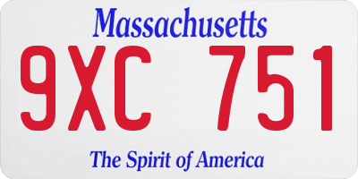 MA license plate 9XC751