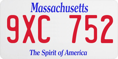 MA license plate 9XC752