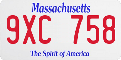 MA license plate 9XC758