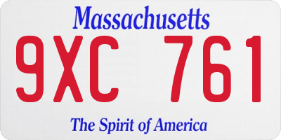 MA license plate 9XC761