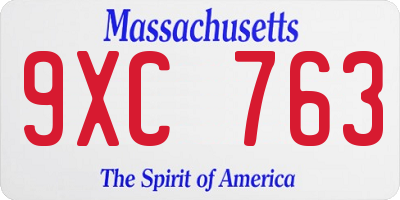 MA license plate 9XC763
