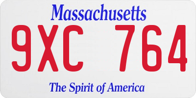 MA license plate 9XC764