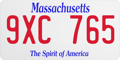 MA license plate 9XC765