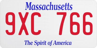 MA license plate 9XC766