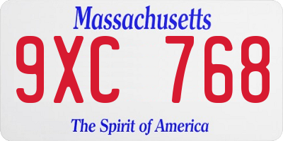 MA license plate 9XC768