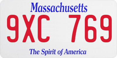 MA license plate 9XC769