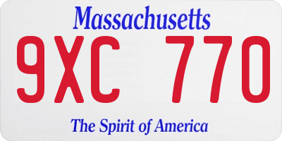 MA license plate 9XC770