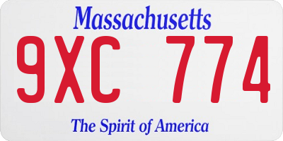 MA license plate 9XC774