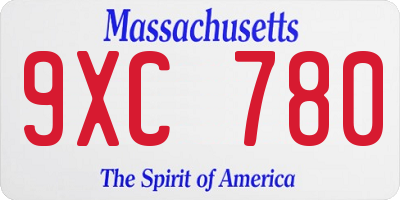 MA license plate 9XC780