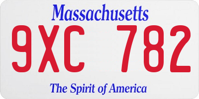 MA license plate 9XC782