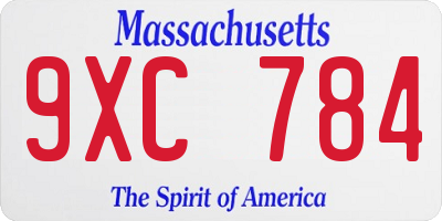 MA license plate 9XC784