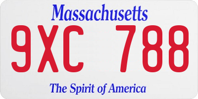 MA license plate 9XC788