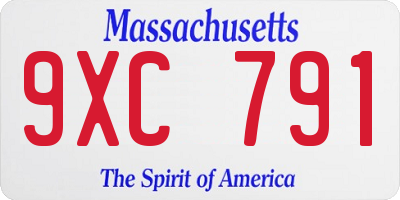 MA license plate 9XC791