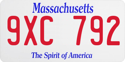 MA license plate 9XC792