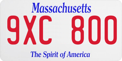 MA license plate 9XC800