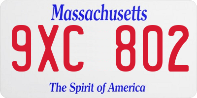 MA license plate 9XC802